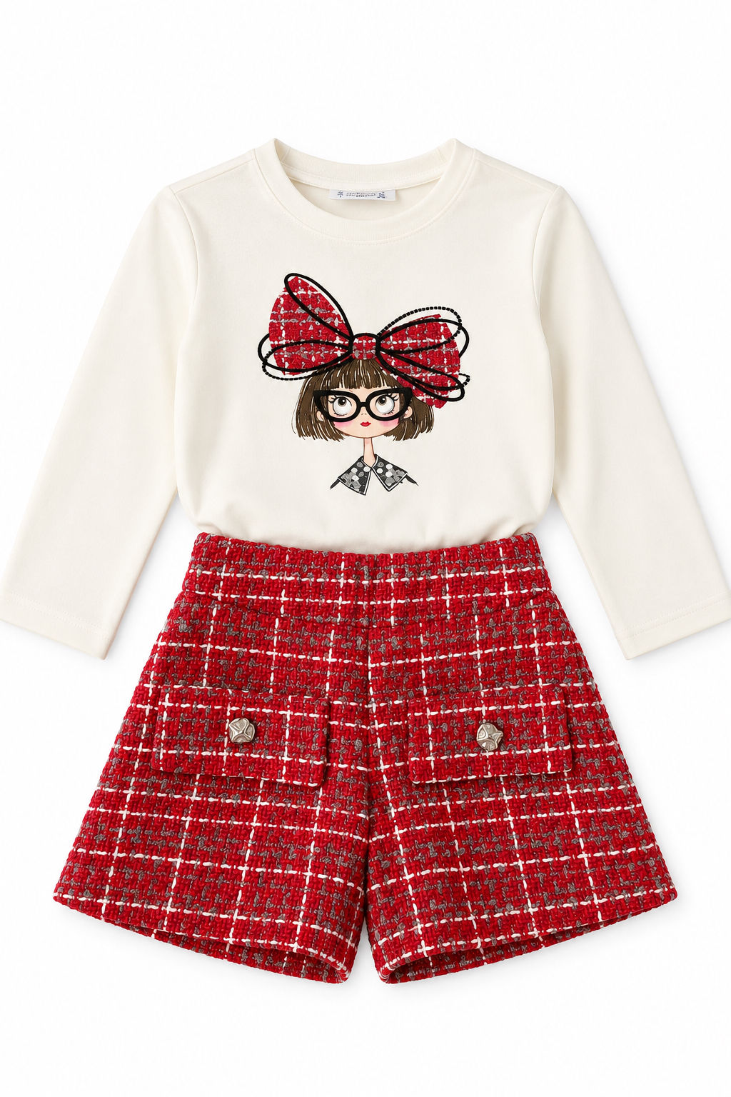 Red Bow Tweed Set