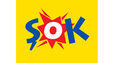 ŞOK market logosu: sarı arka planda kırmızı ve mavi harflerle yazılmış 'ŞOK' kelimesi