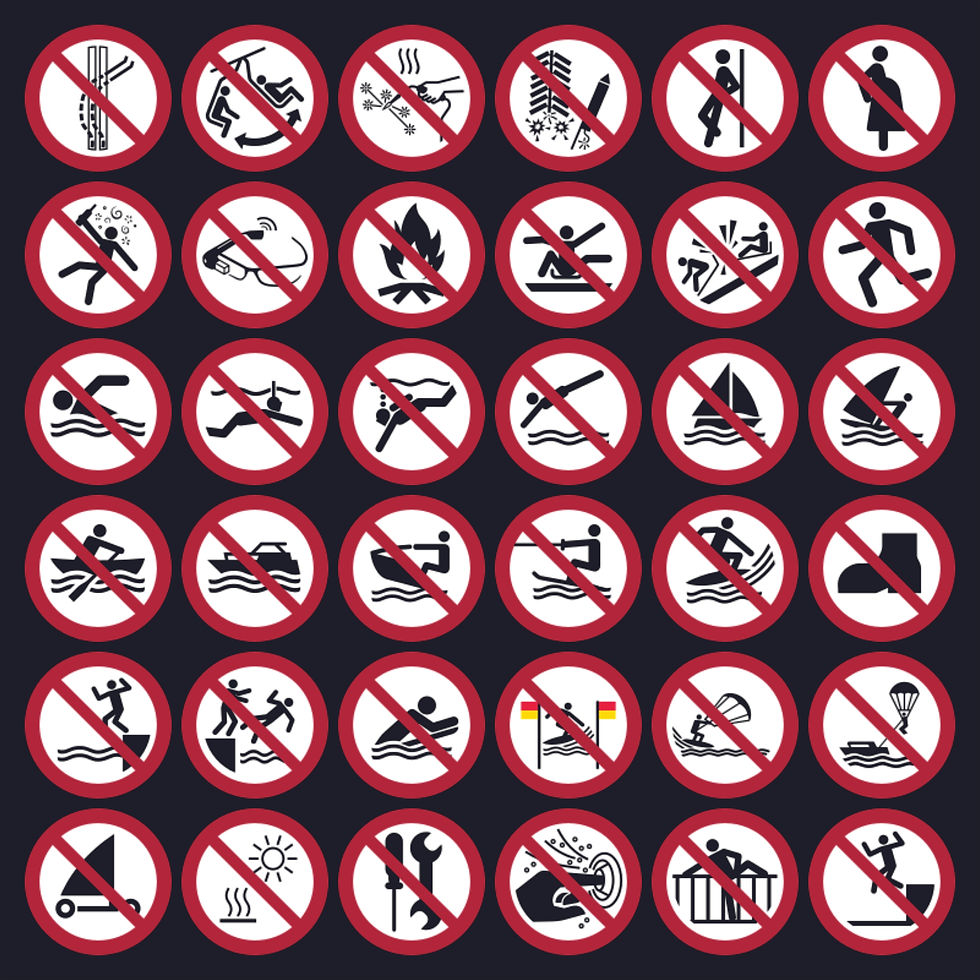 ISO 7010-Yasaklayıcı Durum Simgeleri Özellikler: ISO 7010 standardına tam uyum Yüksek çözünürlüklü vektörel tasarım Profe