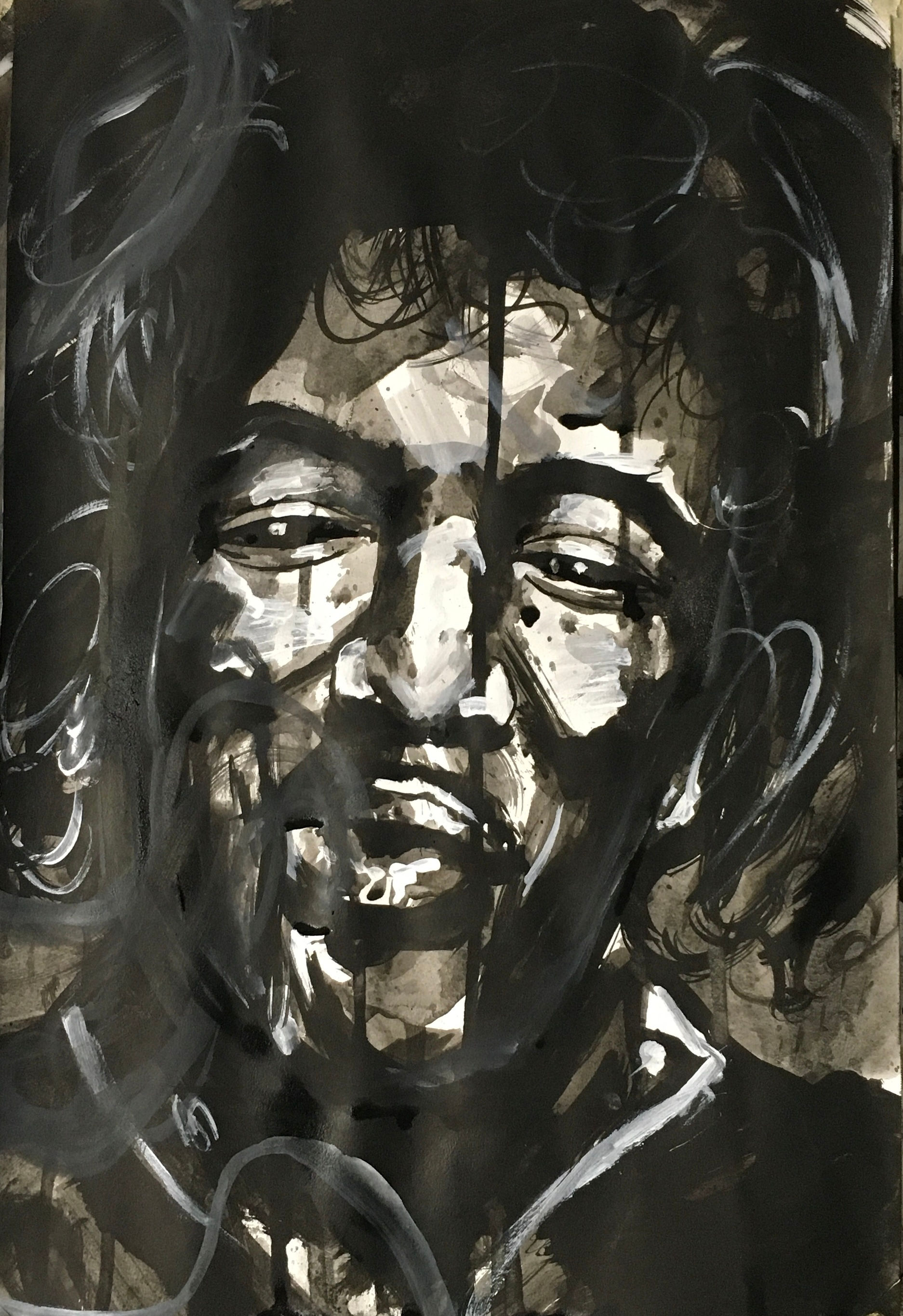 Jimi Hendrix ink painting