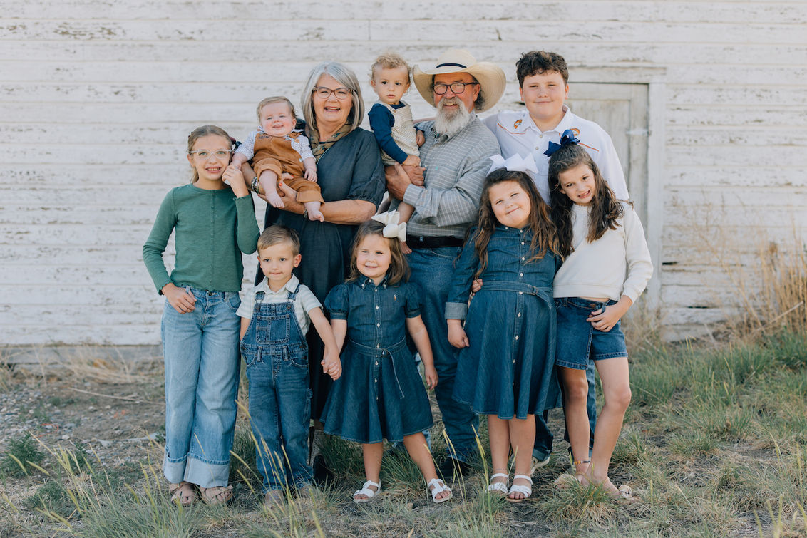 Grandparents with the grandkids during a family photography session