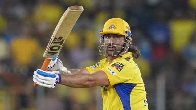 Chennai Super Kings' MS Dhoni plays a shot during an Indian Premier League (IPL) 2024 T20 cricket match between Gujarat Titans and Chennai Super Kings, at the Narendra Modi Stadium, in Ahmedabad, Friday, May 10, 2024.