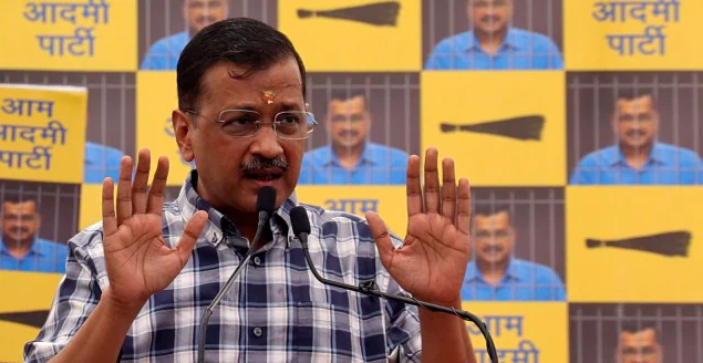 Delhi Chief Minister Arvind Kejriwal speaks during a press conference at the Aam Aadmi Party office in New Delhi on May 11, 2024.