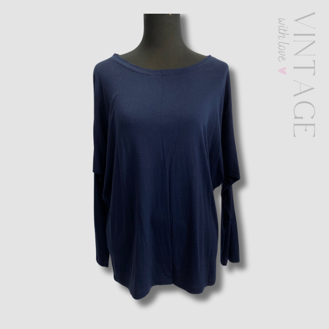 Poppy Divine Navy Blue Long Sleeved Top - Size M
