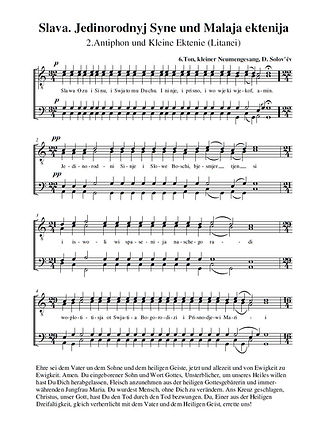 Slava. Jedinorodnyj syne Malaja ektenija Chornoten TTBB Männerchor 2. Antiphon Kleine Ektenie