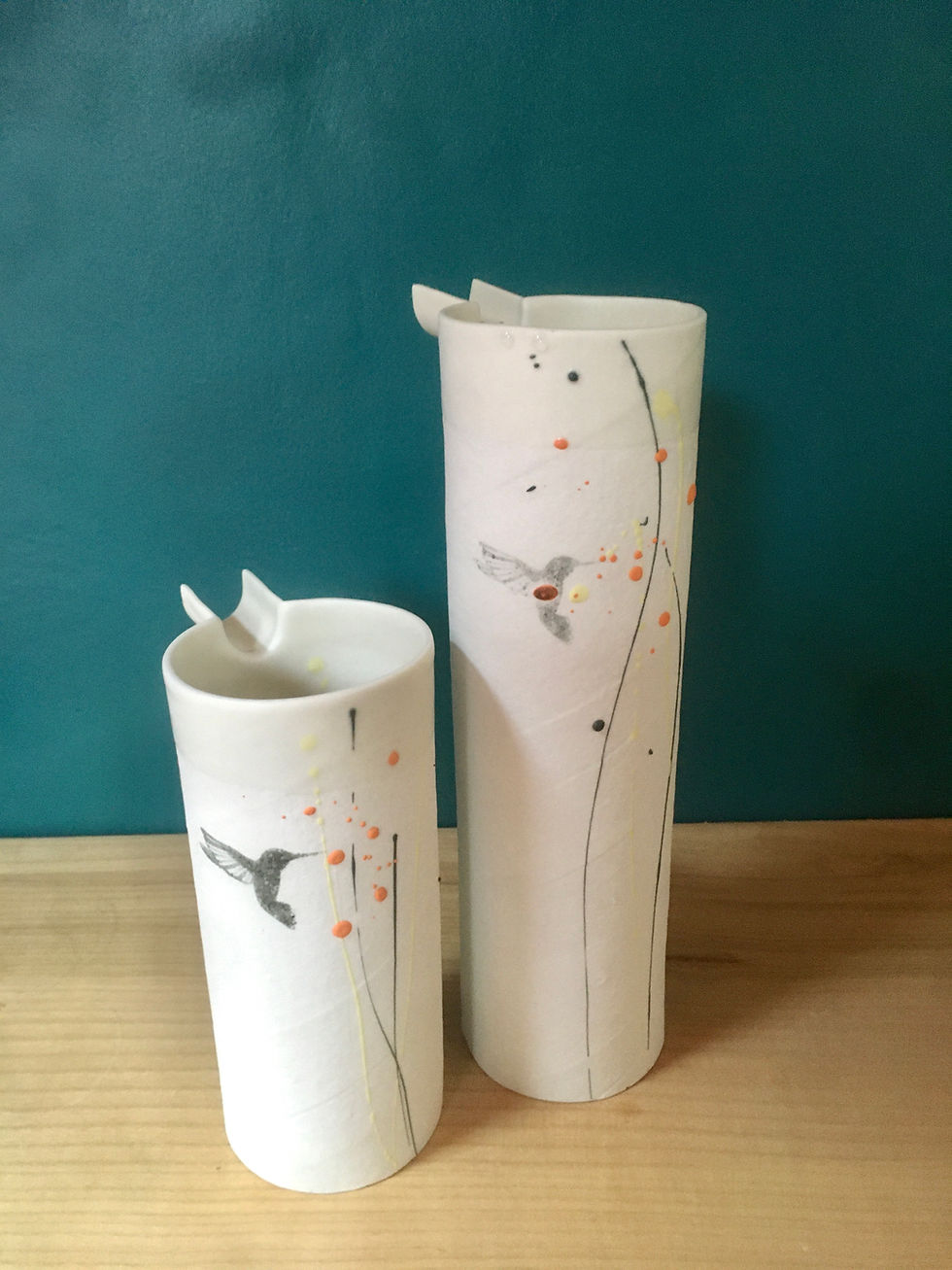 Miniature : Grand pichet e porcelaine colibri noir