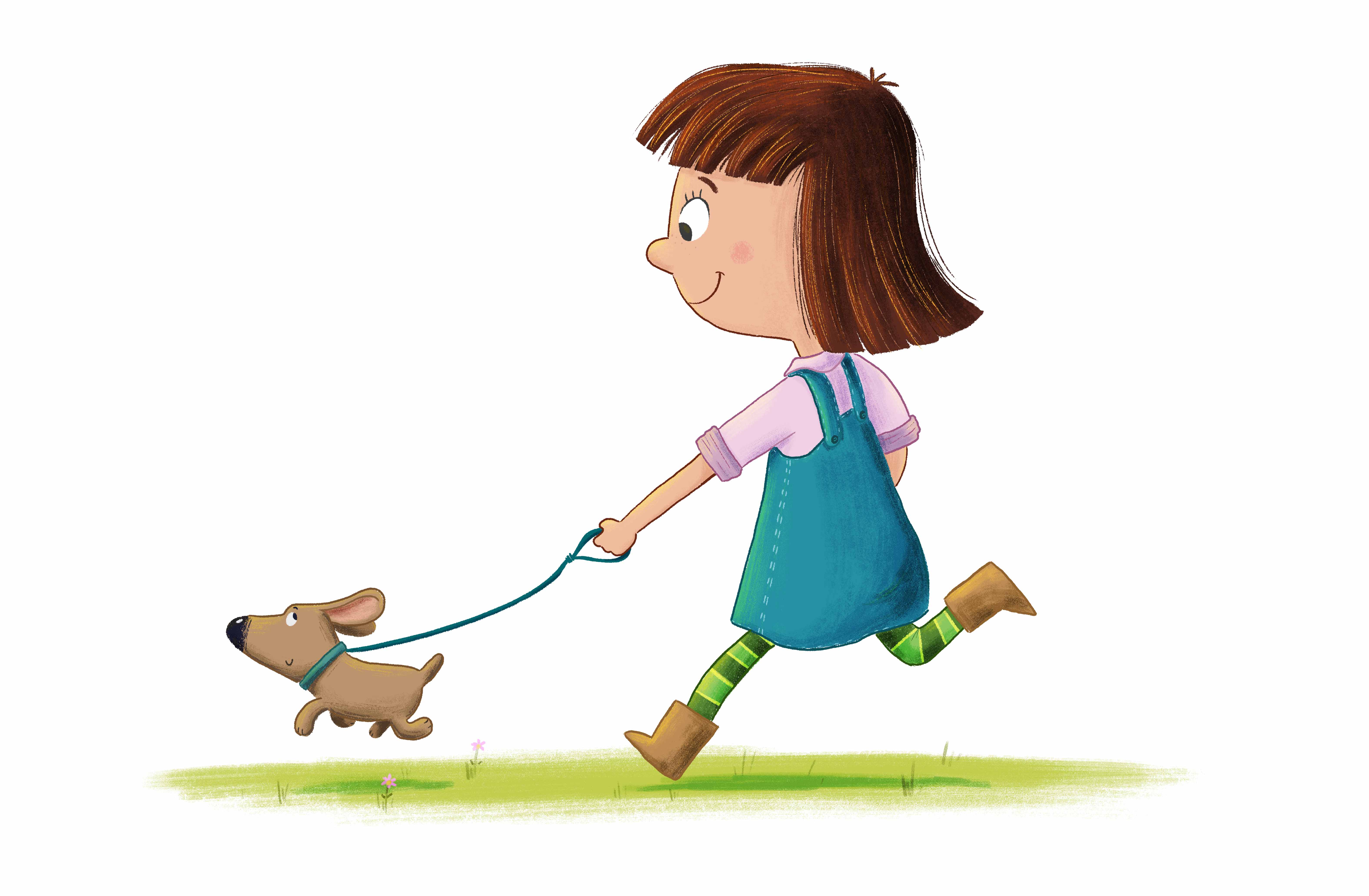 girl and dog
