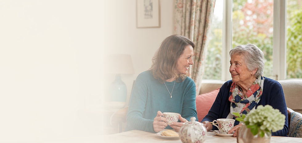Two women enjoying tea and conversation together.