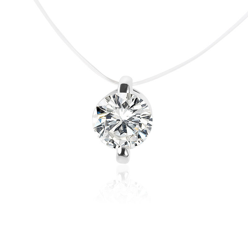 Thumbnail: Multi-claw Diamond Zircon Pendant Necklace
