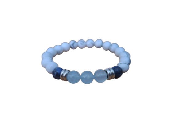 Bracelet Howlite, Aigue-marine et Sodalite – Équilibre et Sérénité
