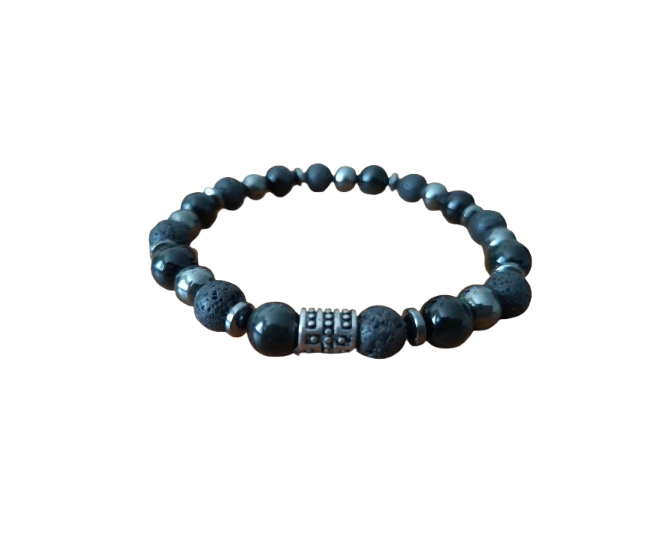 Bracelet Obsidienne, Hématite et Pierre de Lave – Protection, Ancrage et Énergie