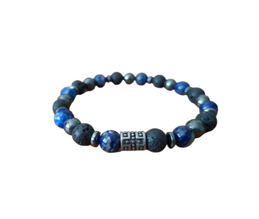 Bracelet Lapis-Lazuli, Hématite et Pierre de Lave – Force, Harmonie et Énergie