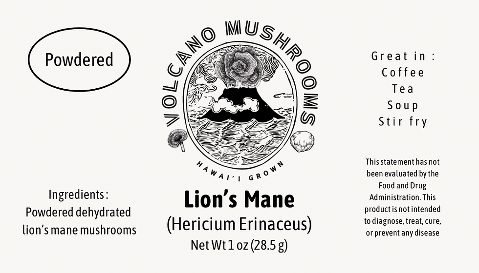 Thumbnail: Volcano Mushrooms Powdered Lion's Mane label