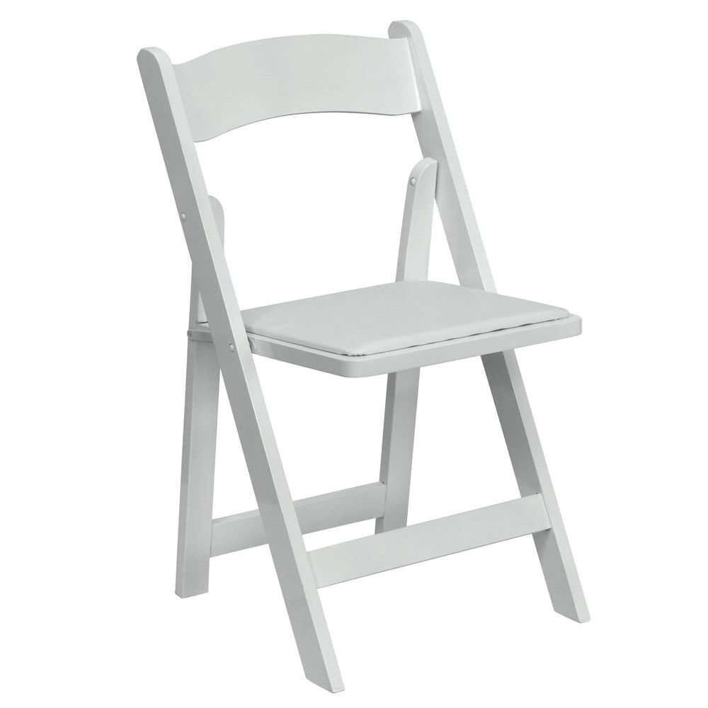 White Resin/Wood Folding Chair