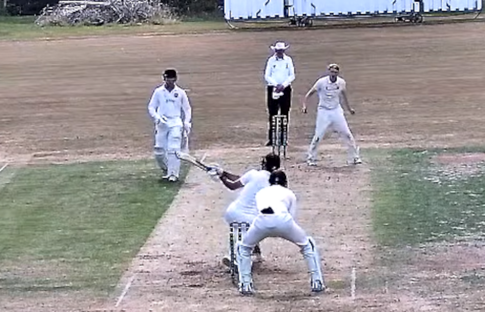 Matt Puttock hits a 6 for Cornwood 2XI vs Chudleigh, 8th August, 2026.
