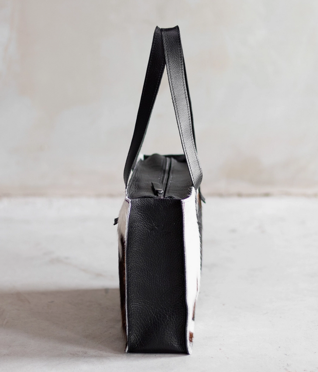 Miniature : sac à main shopper peau de vache cuir