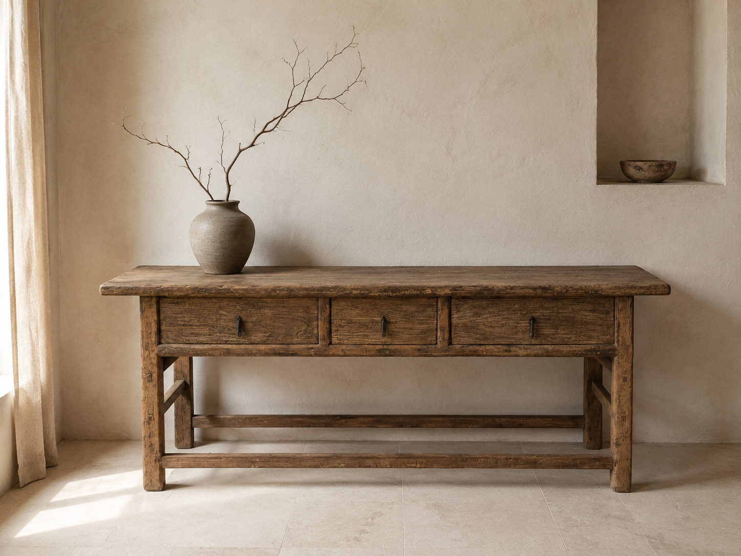 Console Chinoise ancienne orme recyclé wabi sabi vintage Bordeaux