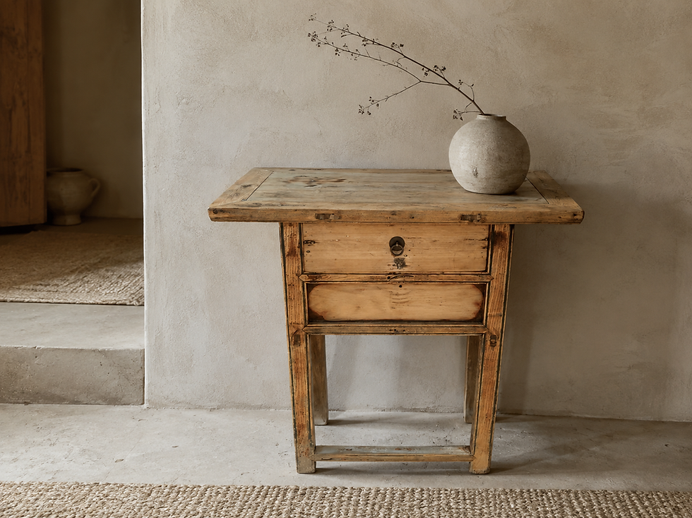 Petite console table chevet Chinois ancien orme recyclé vintage wabi sabi