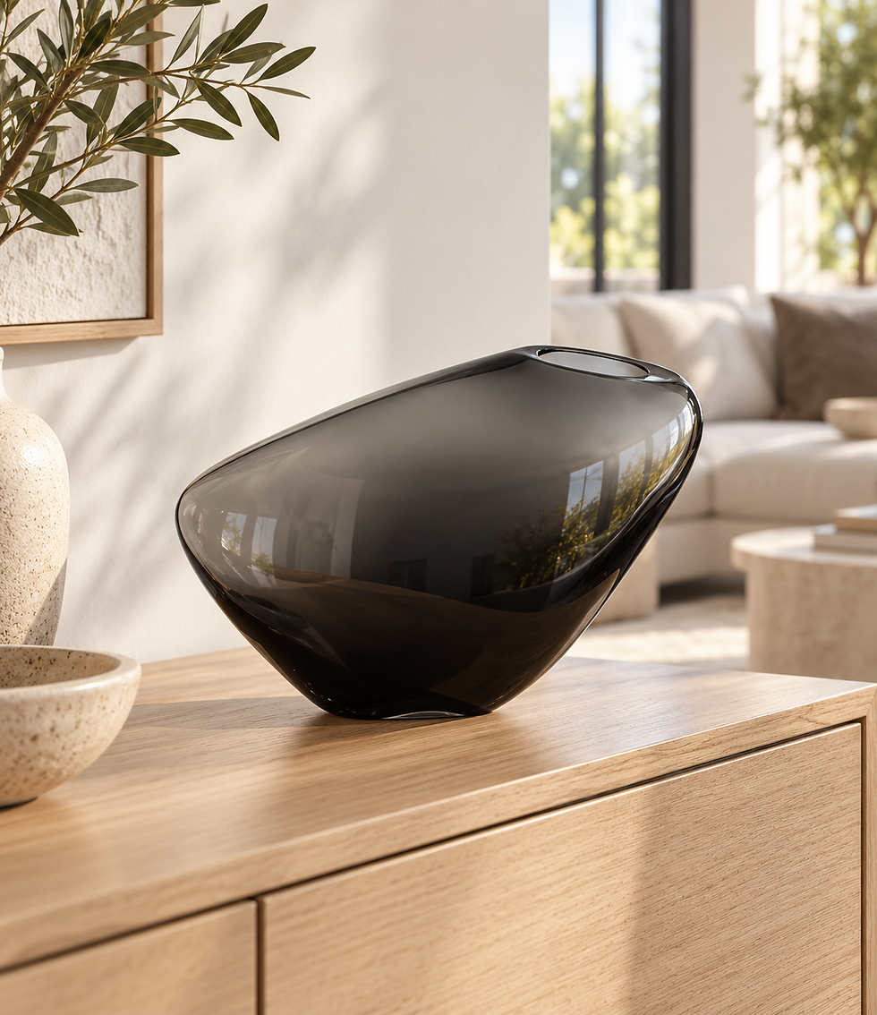 Miniature : Vase contemporain chic original verre noir Bordeaux
