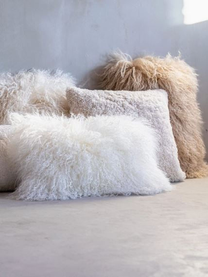 Coussin Agneau du tibet Blanc