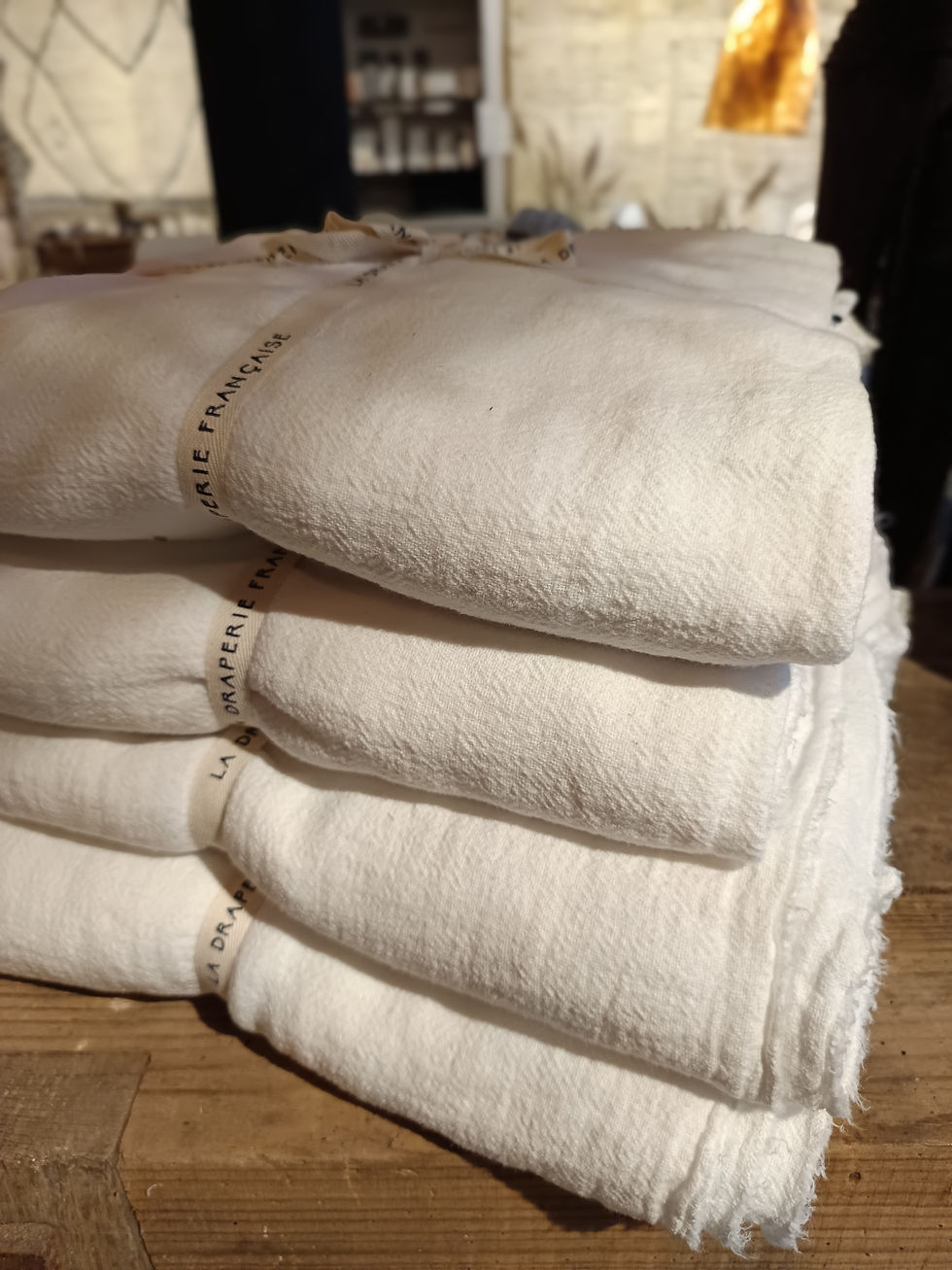 Nappe en lin bohème Blanc craie