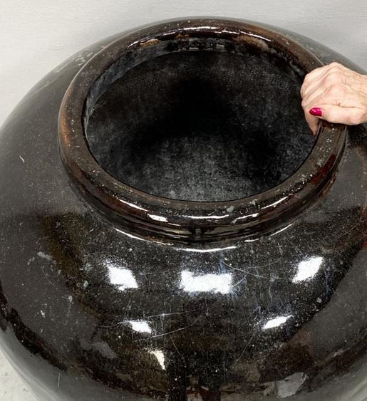 Miniature : Pot émaillé plante décoration original vintage ancien noir  Bordeaux