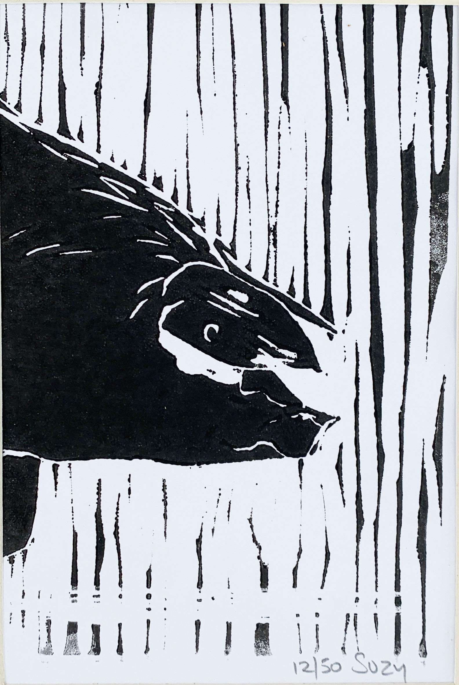 Saddleback Pig  Lino print