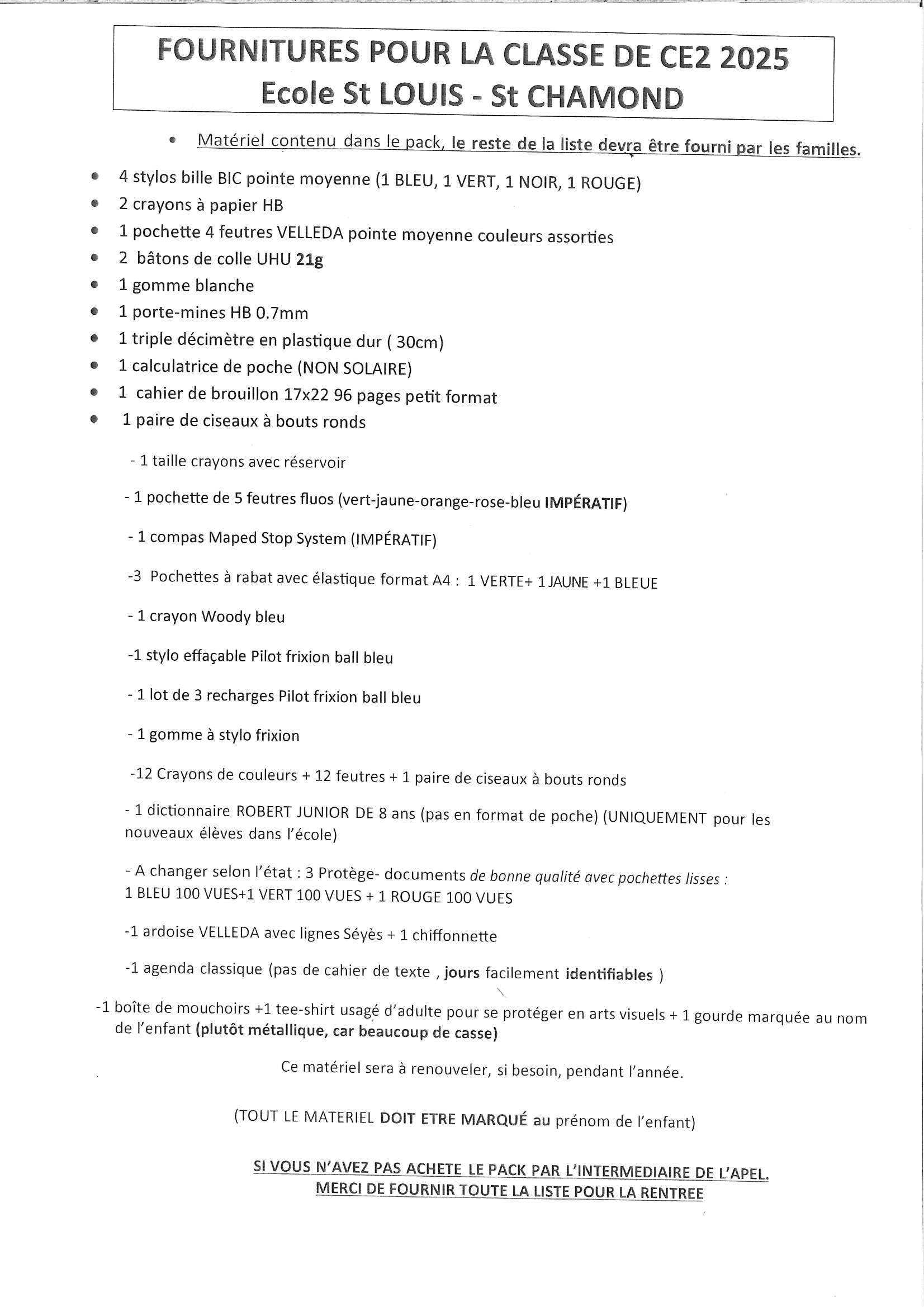 Liste complète CE2  St Louis