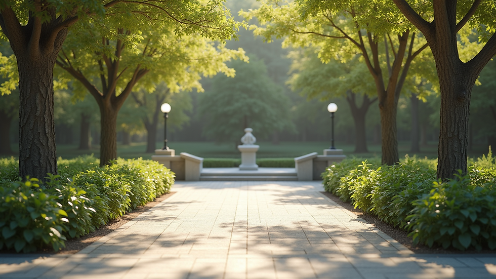 Wide angle view of a peaceful outdoor space ideal for therapy