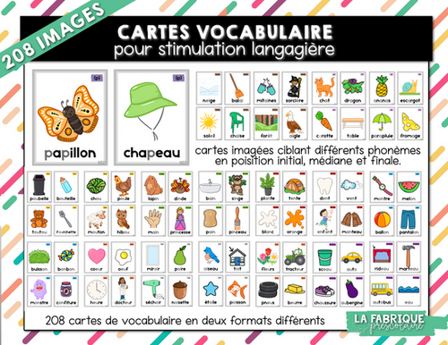 Cartes de vocabulaire pour stimulation langagière | La Fabrique Préscolaire