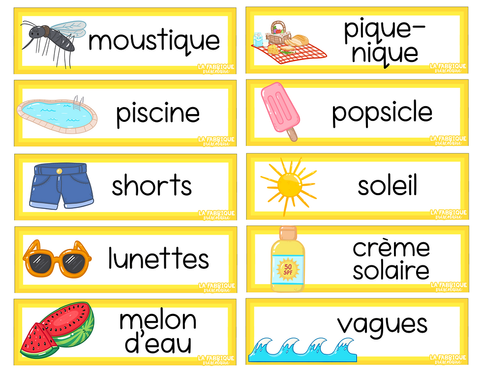 Miniature : Vocabulaire de l'été