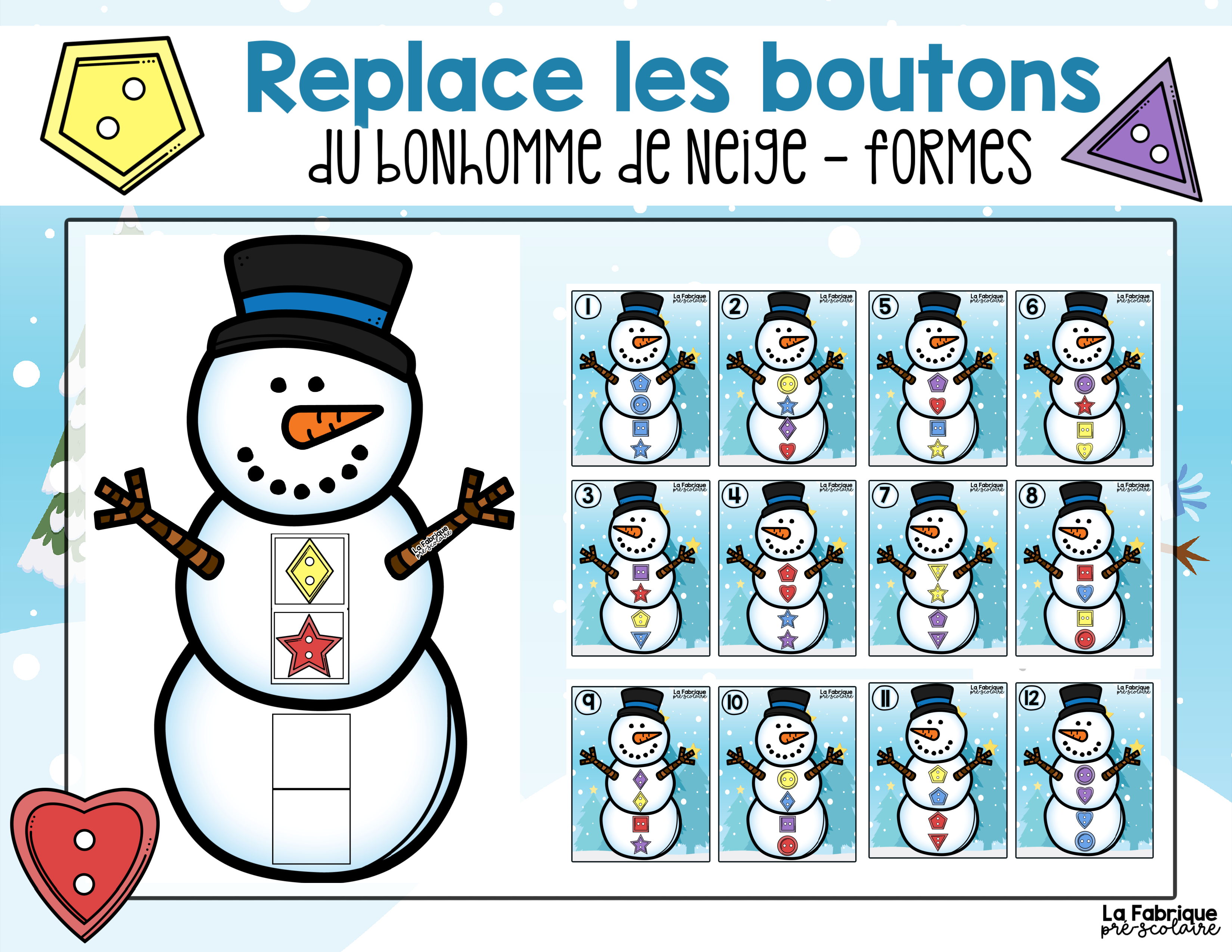 Replace les boutons du bonhomme de neige