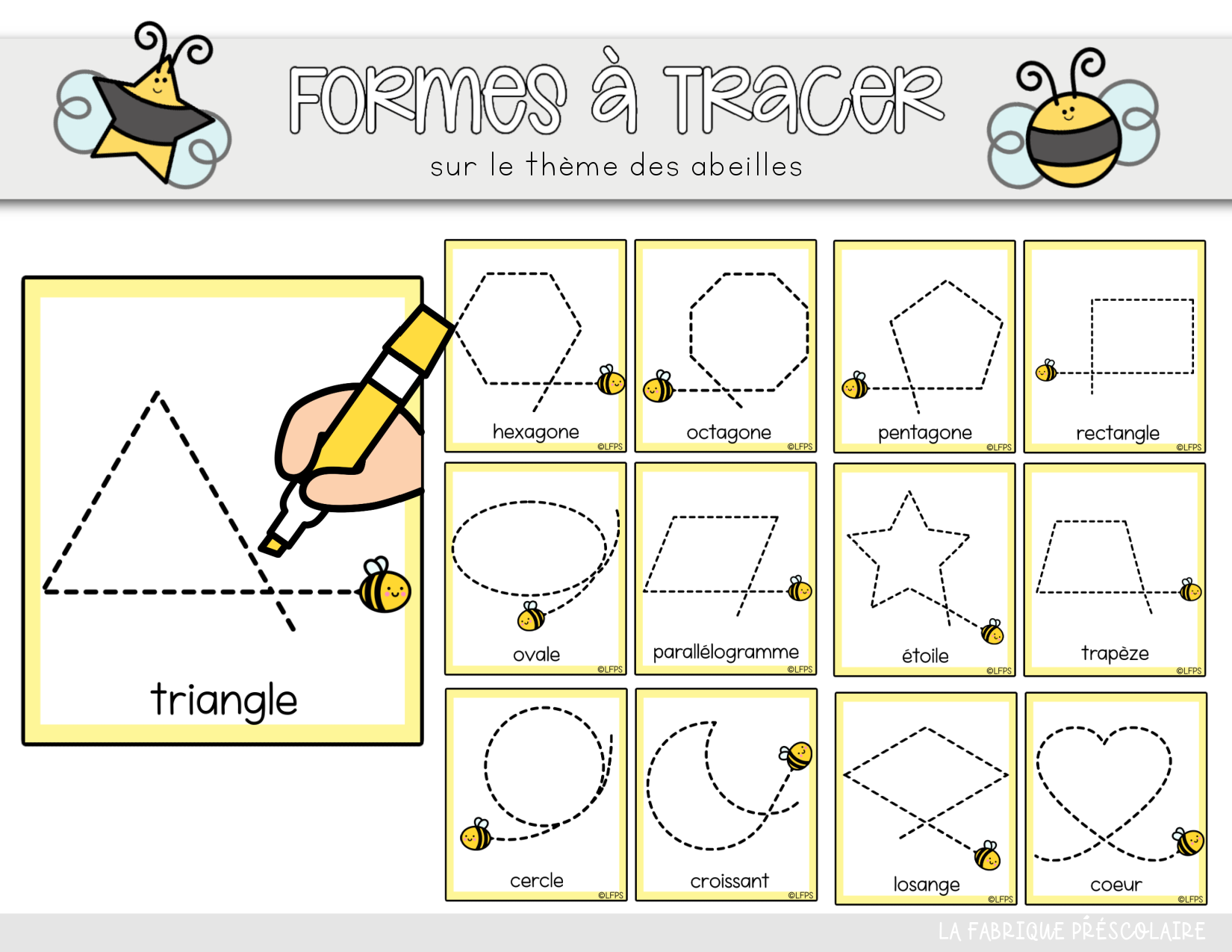 Les formes d'abeilles à tracer
