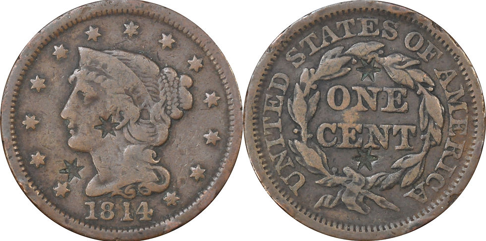 Thumbnail: x8 1811-1818 altered date Braided Hair Large Cents