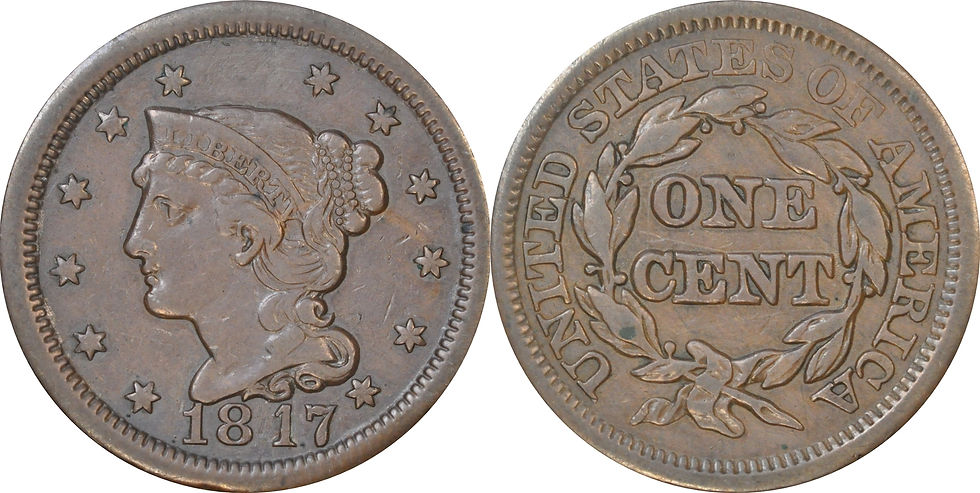 Thumbnail: x9 1811-1819 altered date Matron/Braided Large Cents