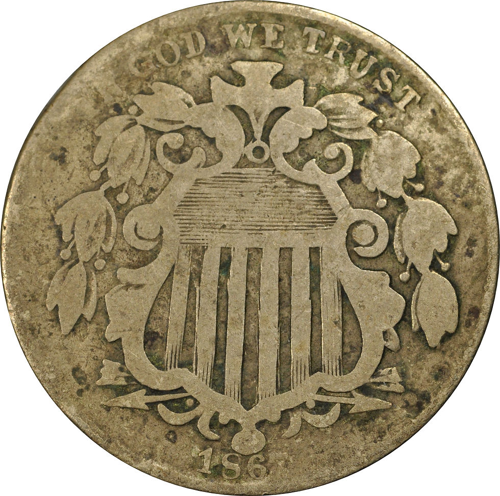 1867 1-A Shield Nickel Counterfeit, G/VG