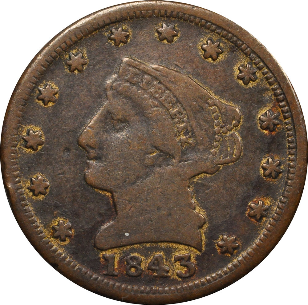 1843 counterfeit Quarter Eagle, Variety 'C-1'