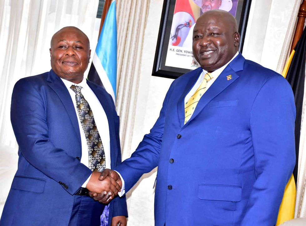 A meeting between Chairman Godfrey Kirumira and State Minister for Foreign Affairs Hon. Okello Oryem