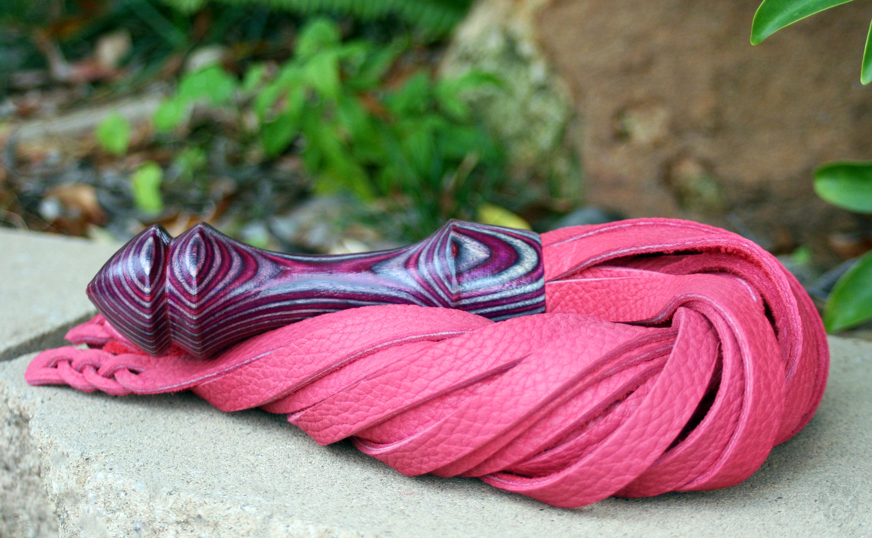 Vivid Pink & Purple Bullhide Flogger w/ Braided Tips
