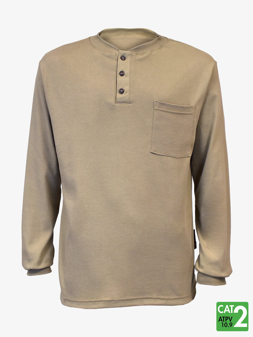 #FPK660 - Flame Resistant Khaki Henley Undershirt