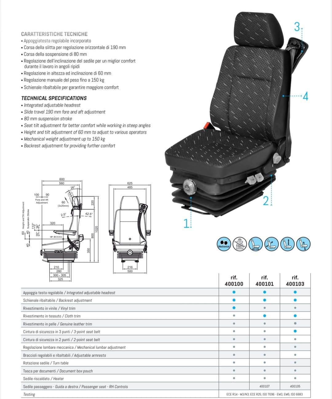 SEDILE MOLLEGGIATO CONDUCENTE COMPLETO IVECO DAILY FIAT DUCATO CITROEN JUMPER PE