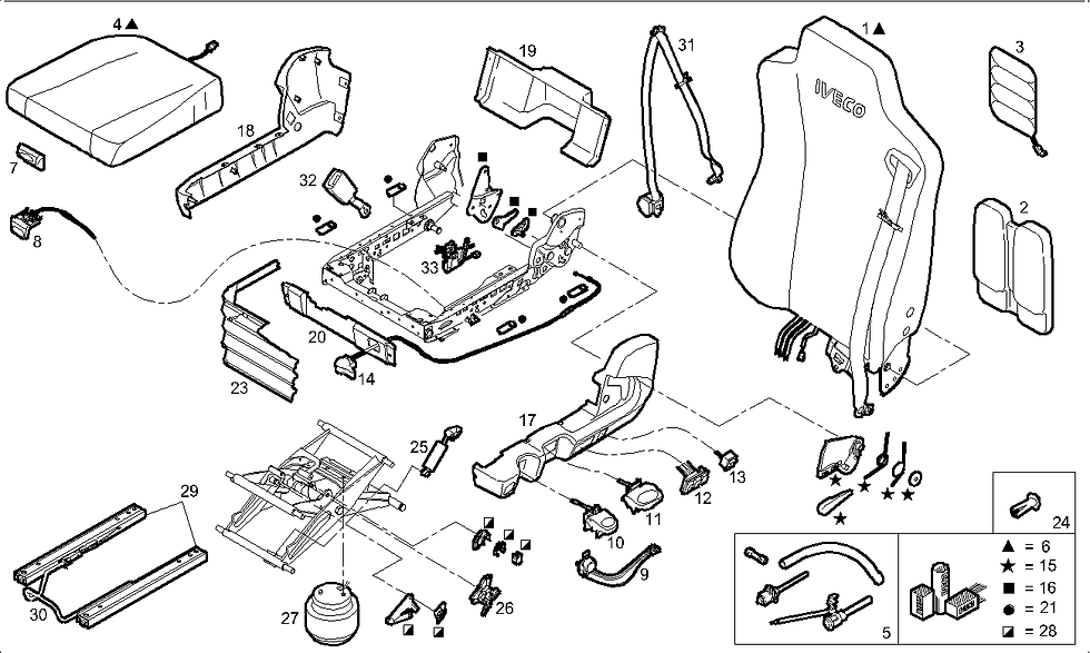 Miniatura: 42538395 INTERRUTTORE ARIA SEDILE ISRI IVECO STRALIS TRAKKER HI WAY EUROCARGO TE