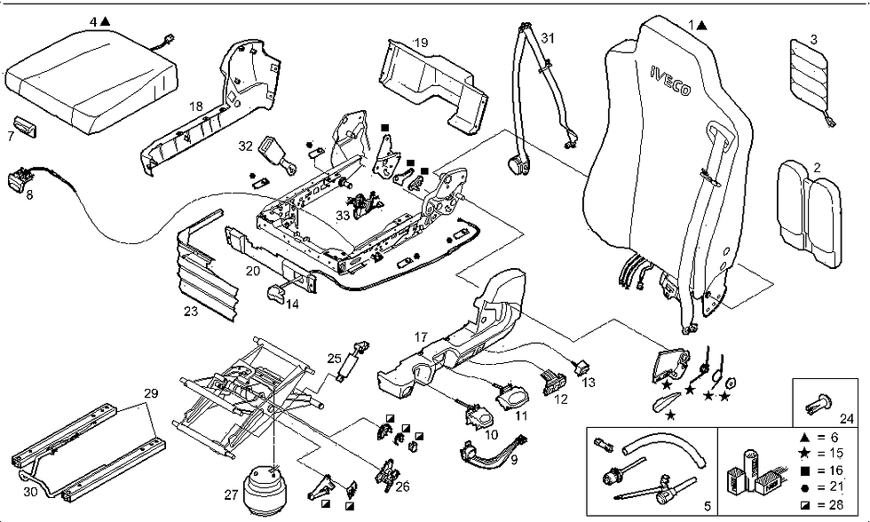 Miniatura: 42538427 KIT SEDILI IVECO ISRI STRALIS TRAKKER EUROCARGO TECTOR ASTRA