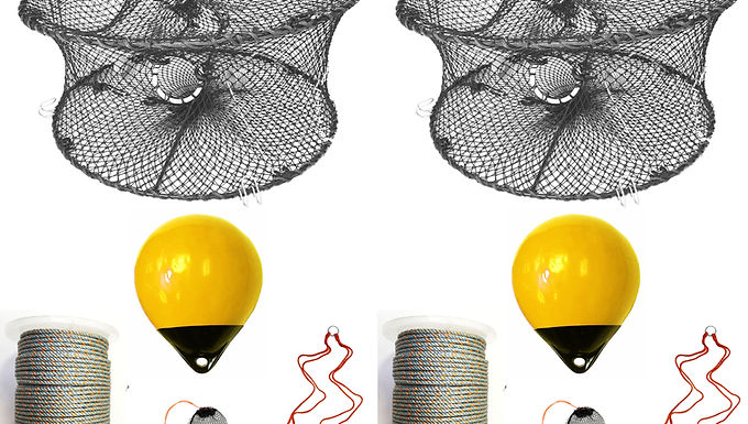 2-Pack 24" Foldable Prawn  Mesh Size:1-3/4" & Accessories (PRN59+PBQH38Y)X2