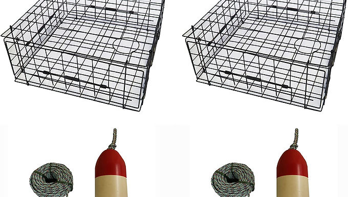 2-Pack of 28"x12" Vinyl Coated Crab Trap & Accessory Kit (S70+FWL100) x2