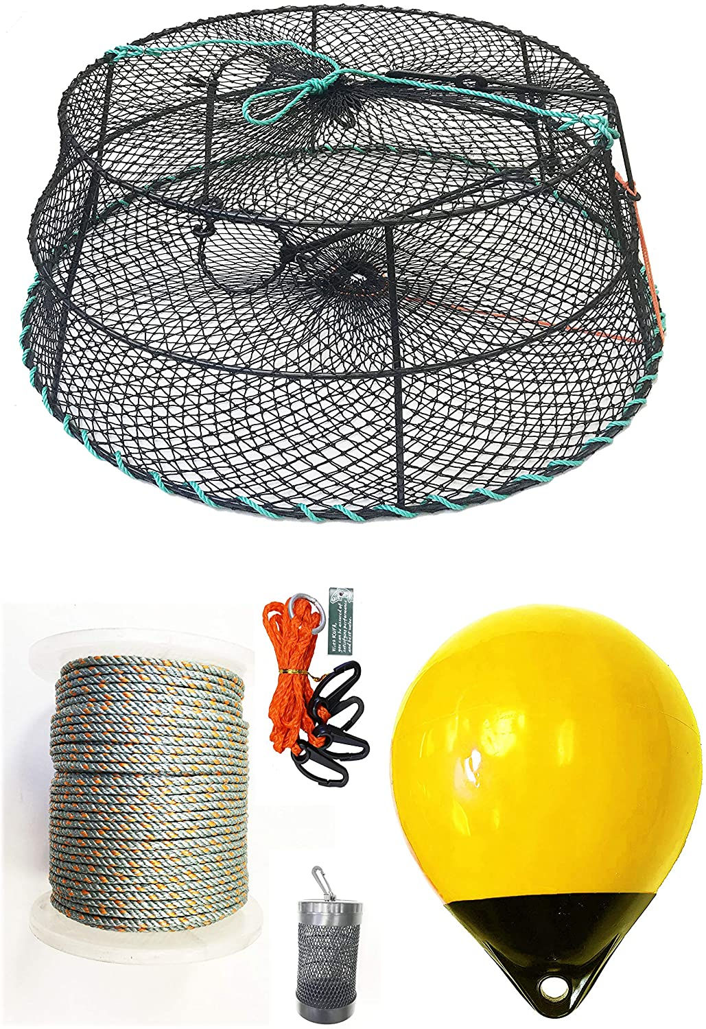 30" Tower Vinyl coated steel prawn trap & Accessories combo(CT79+PNQ30Y+HA2)