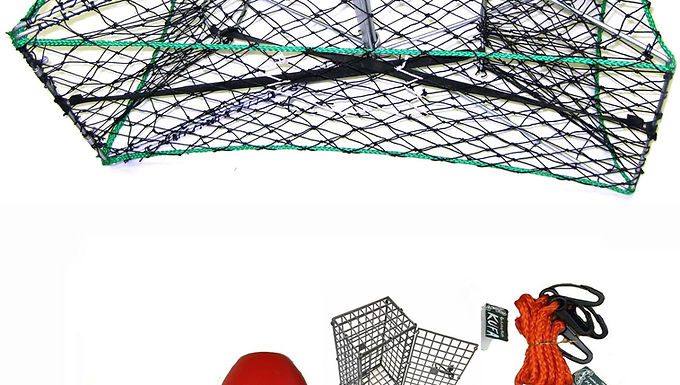 32"X16"X12" Galvanized Foldable Crab Trap & Accessory Kit Comnbo (S33+CEC1)