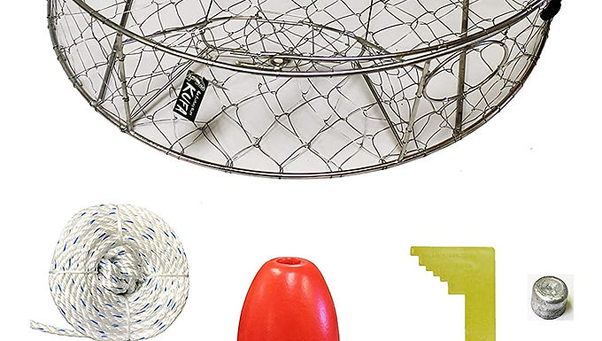Kufa Sports 28" Stainless Steel Wire Crab Trap with anode & accessories combo