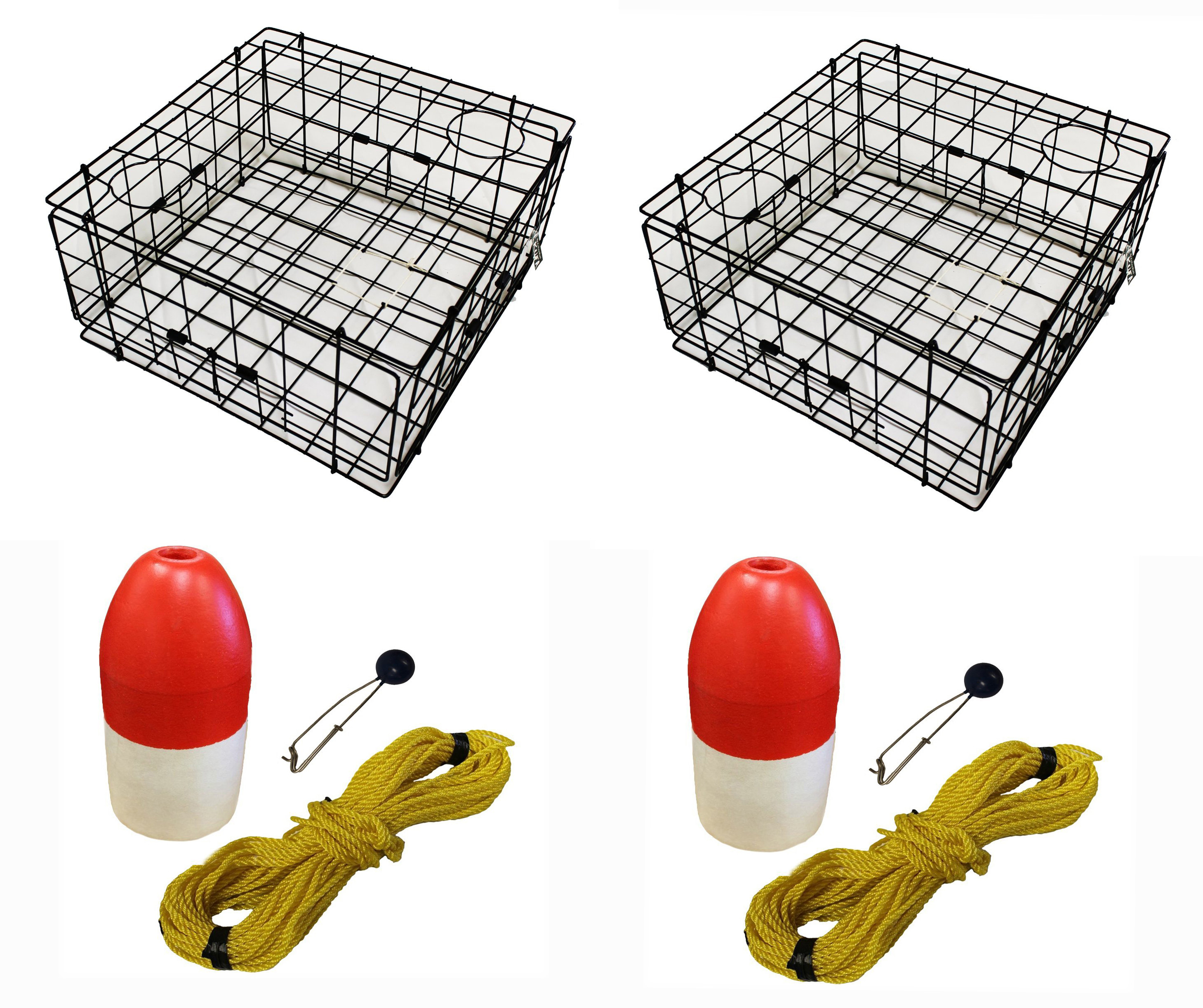 Crabbing Kit KUFA 2-Pack Crab Trap Kit With Accessories - Vinyl Coated  24x24x12 Inch Traps With Lines \u0026 Floats Crab Traps For Dungeness Crabbing, image size:2917x2444