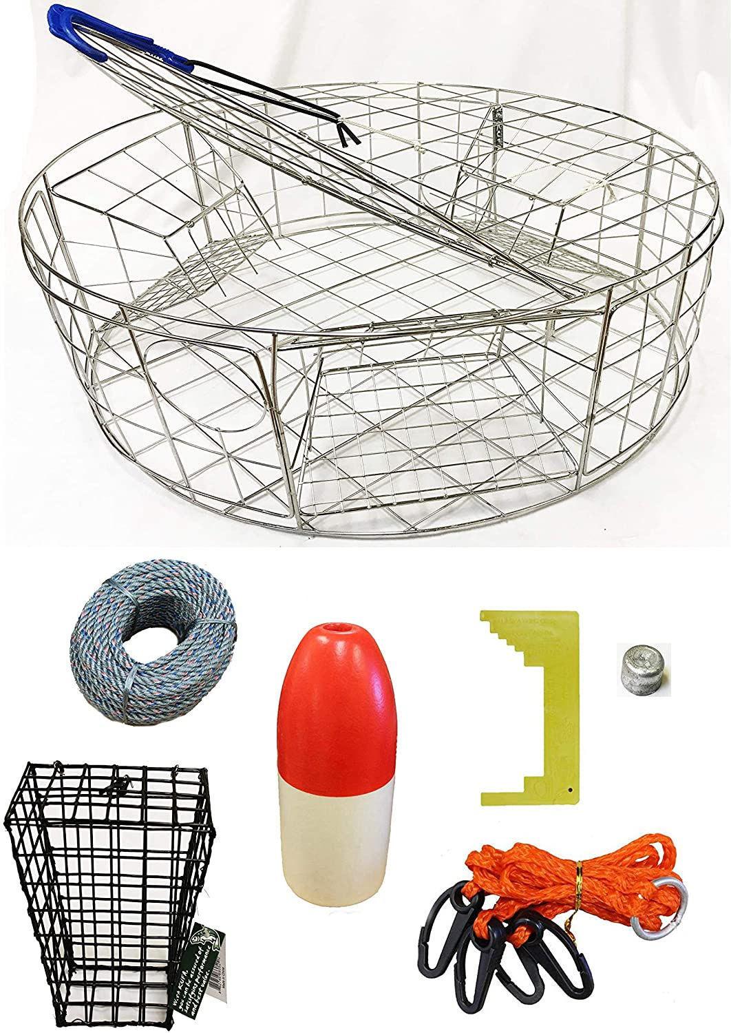 Stainless Steel Round Crab Trap with Sacrificial Anode & Accessories combo